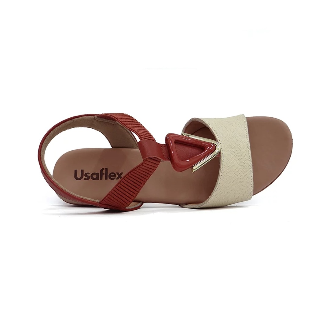 Sandália Usaflex Salto Bloco Baixo Mm0801 Vanilla