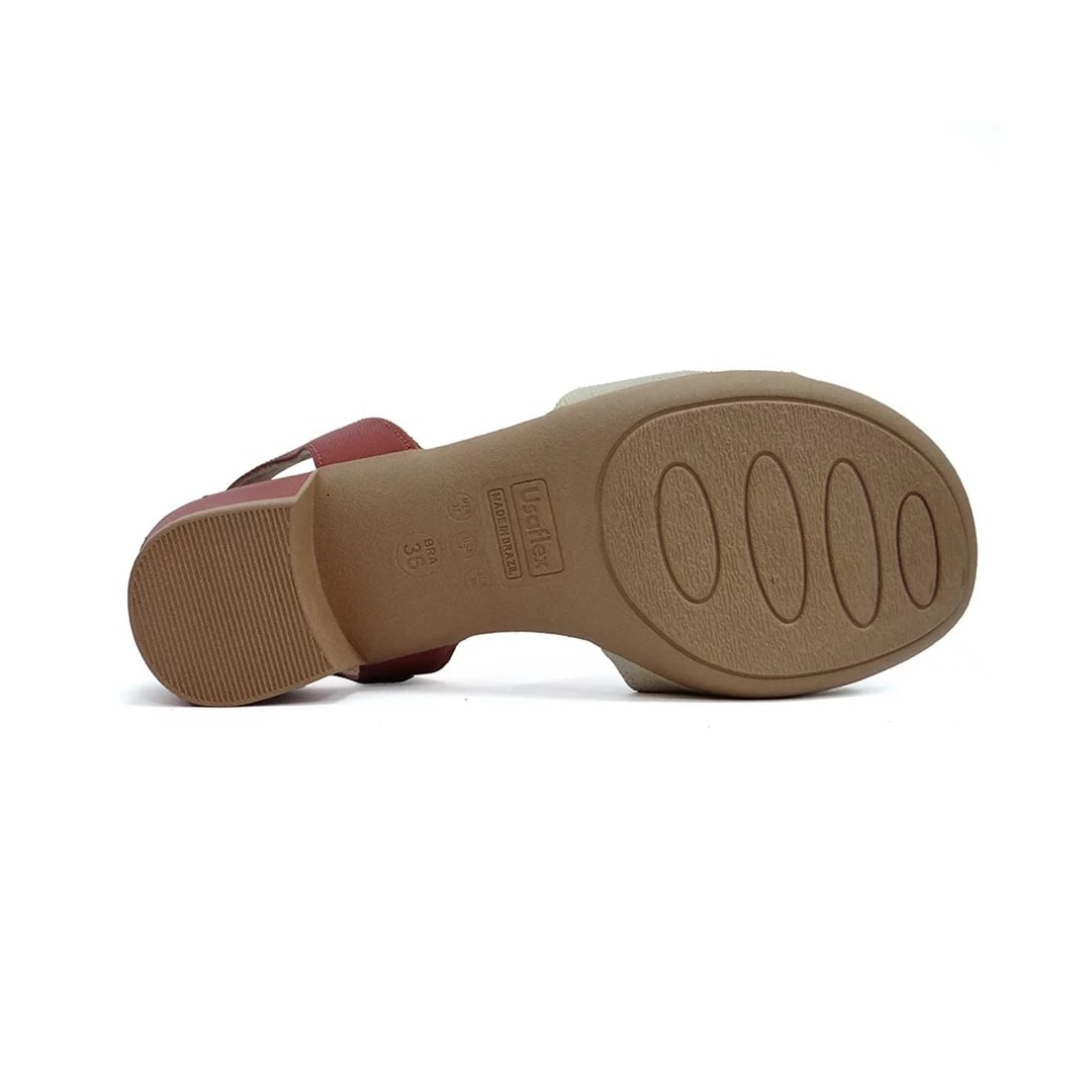 Sandália Usaflex Salto Bloco Baixo Mm0801 Vanilla