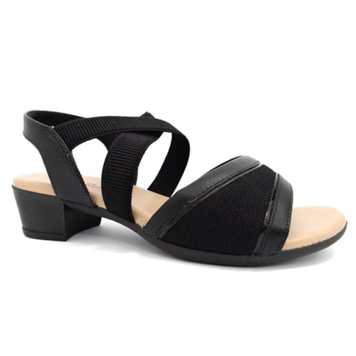 Sandalia Usaflex Salto Bloco Feminina Mm0803 Preto