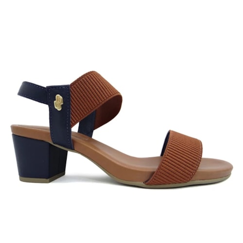 Detalhe - Sandália Usaflex Salto Médio Grosso Y8204 New Blue/Camel