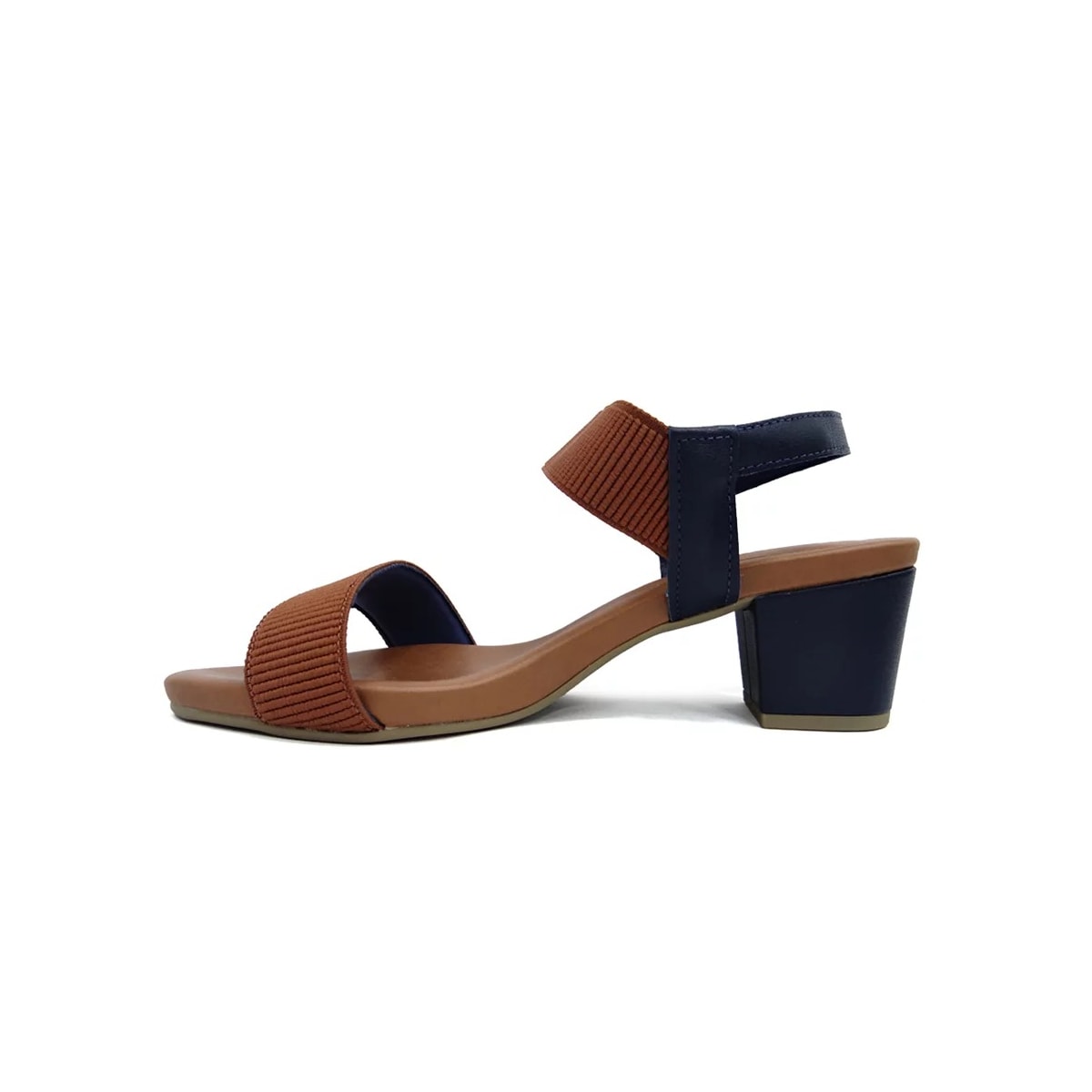 Sandália Usaflex Salto Médio Grosso Y8204 New Blue/Camel Sandália Usaflex Salto Médio Grosso Y8204 New Blue/Camel