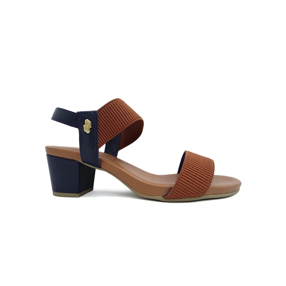 Sandália Usaflex Salto Médio Grosso Y8204 New Blue/Camel Sandália Usaflex Salto Médio Grosso Y8204 New Blue/Camel