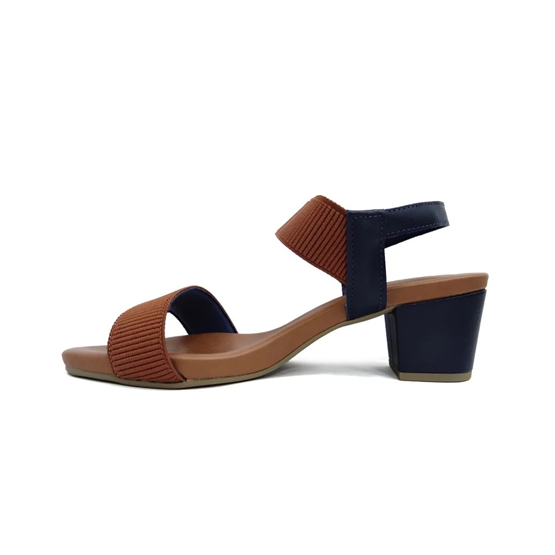 Sandália Usaflex Salto Médio Grosso Y8204 New Blue/Camel