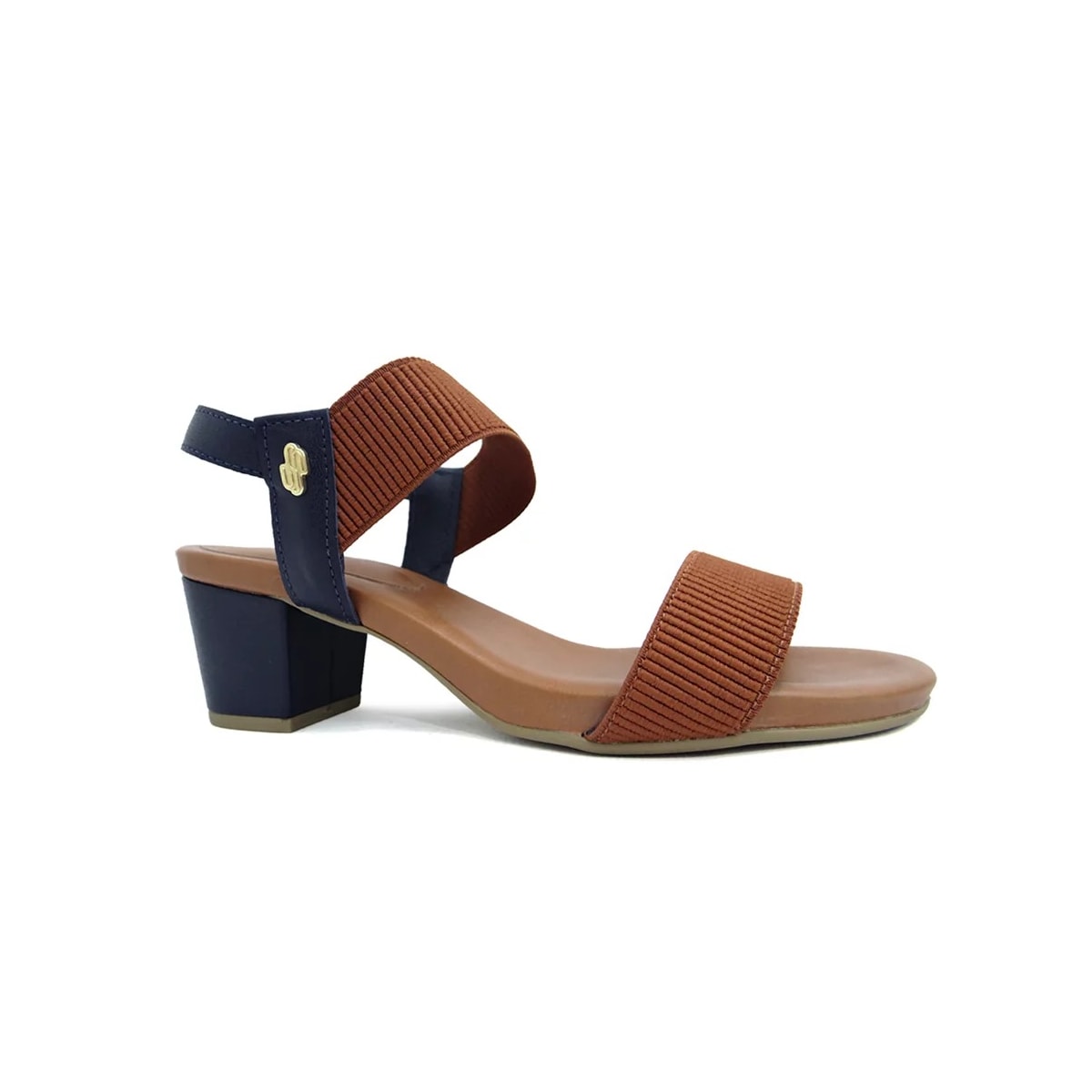 Sandália Usaflex Salto Médio Grosso Y8204 New Blue/Camel Sandália Usaflex Salto Médio Grosso Y8204 New Blue/Camel