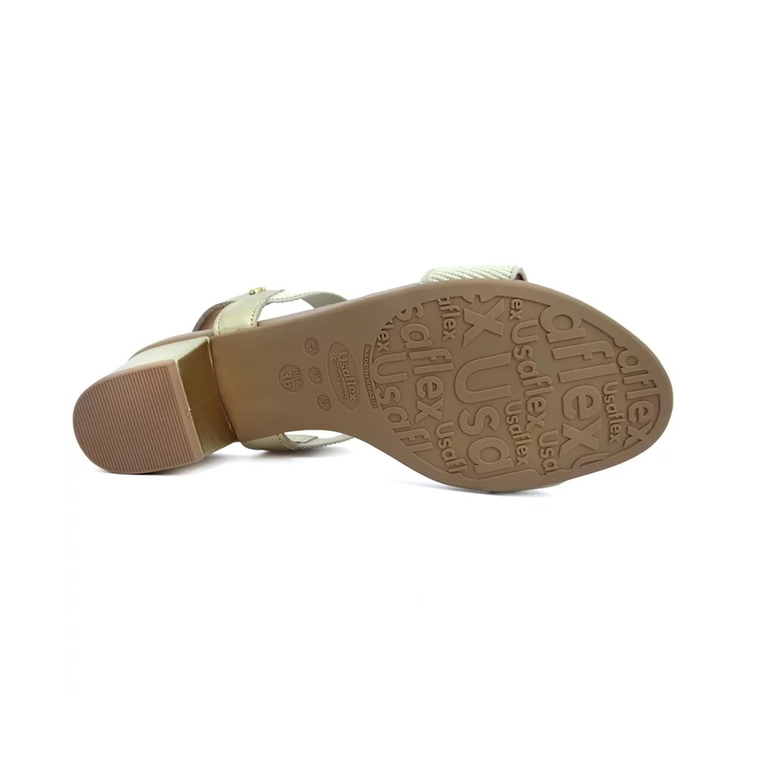 Sandália Usaflex Salto Médio Grosso Y8204 Prata Velha