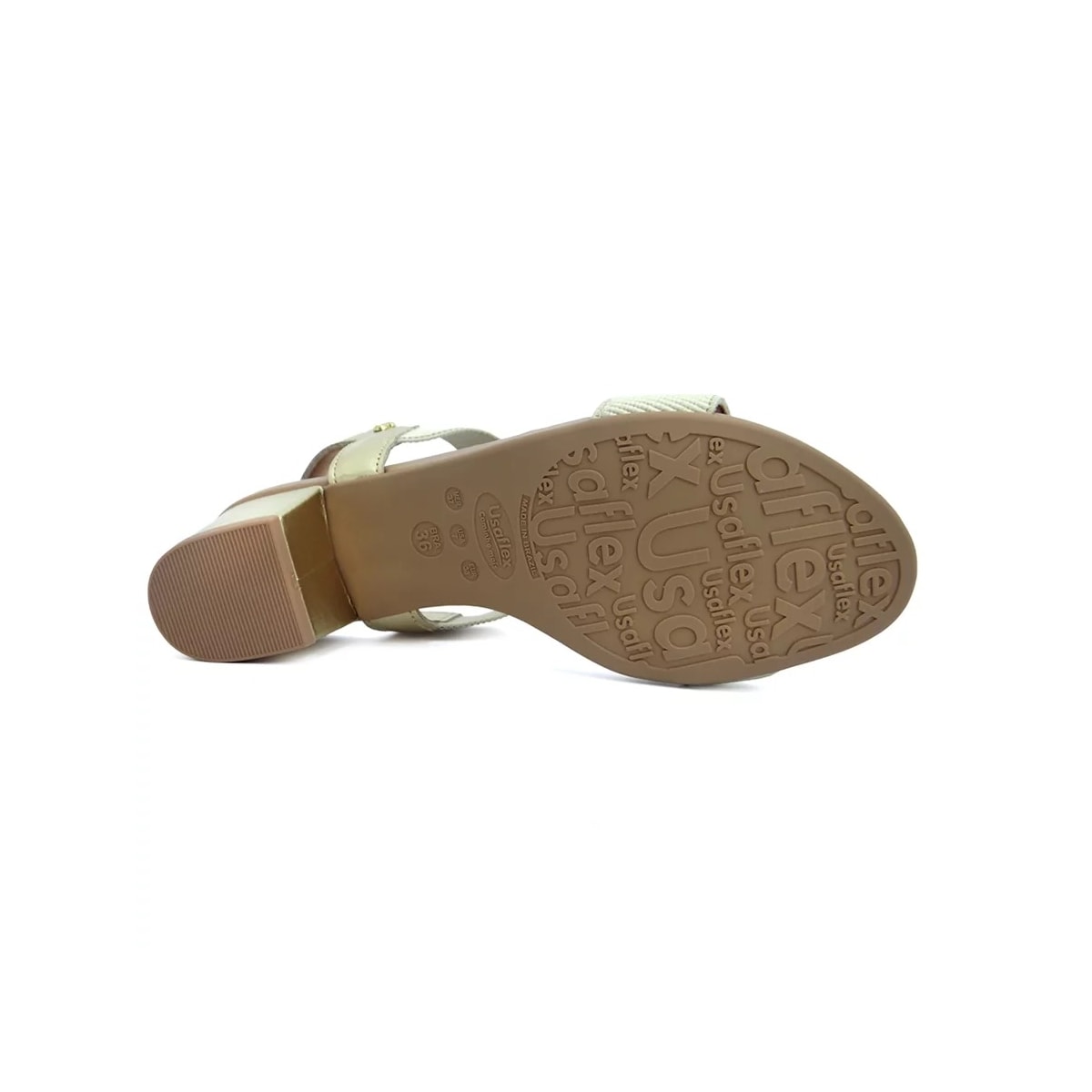 Sandália Usaflex Salto Médio Grosso Y8204 Prata Velha