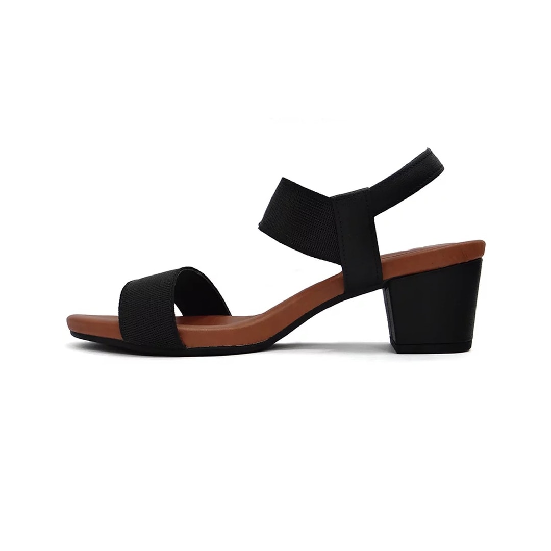 Sandália Usaflex Salto Médio Grosso Y8204 Preto/Metal