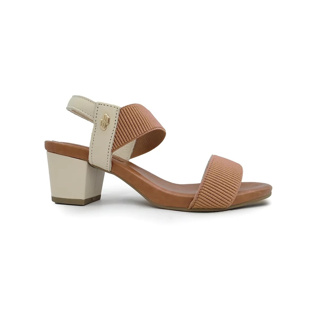 Sandália Usaflex Salto Médio Grosso Y8204 Vanilla/Camel Sandália Usaflex Salto Médio Grosso Y8204 Vanilla/Camel