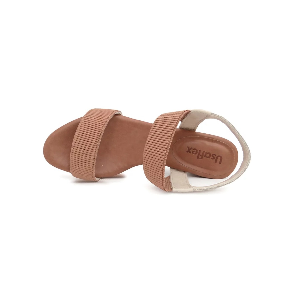 Sandália Usaflex Salto Médio Grosso Y8204 Vanilla/Camel Sandália Usaflex Salto Médio Grosso Y8204 Vanilla/Camel