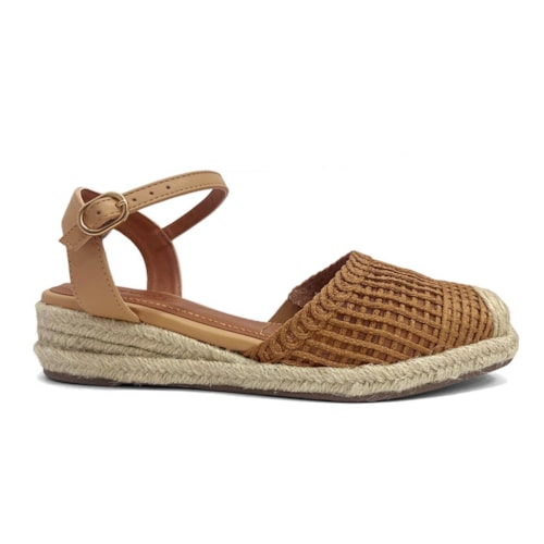 Detalhe - Sandália Valentina Anabela Slingback 509044 Pecan