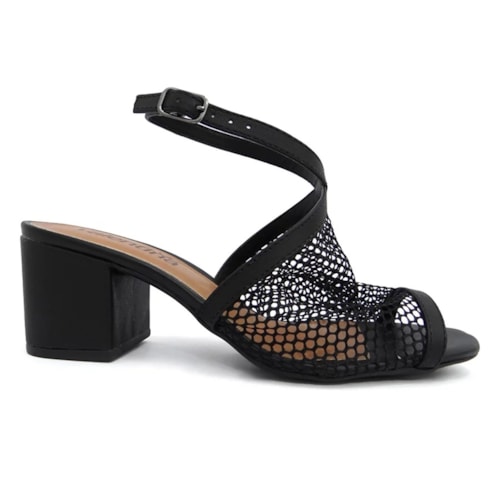 Detalhe - Sandália Valentina Salto Alto 451068 Preto