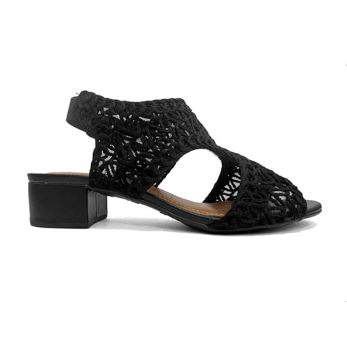 Detalhe - Sandália Valentina Salto Bloco 453082 Preto