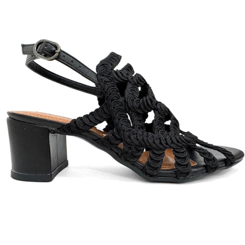 Detalhe - Sandália Valentina Salto Bloco 457036 Preto