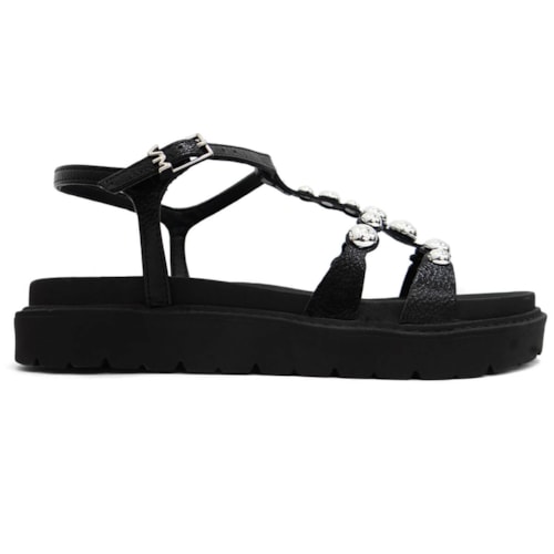 Sandalia Via Marte Feminina Papete Flatform 176-010-01 Preto