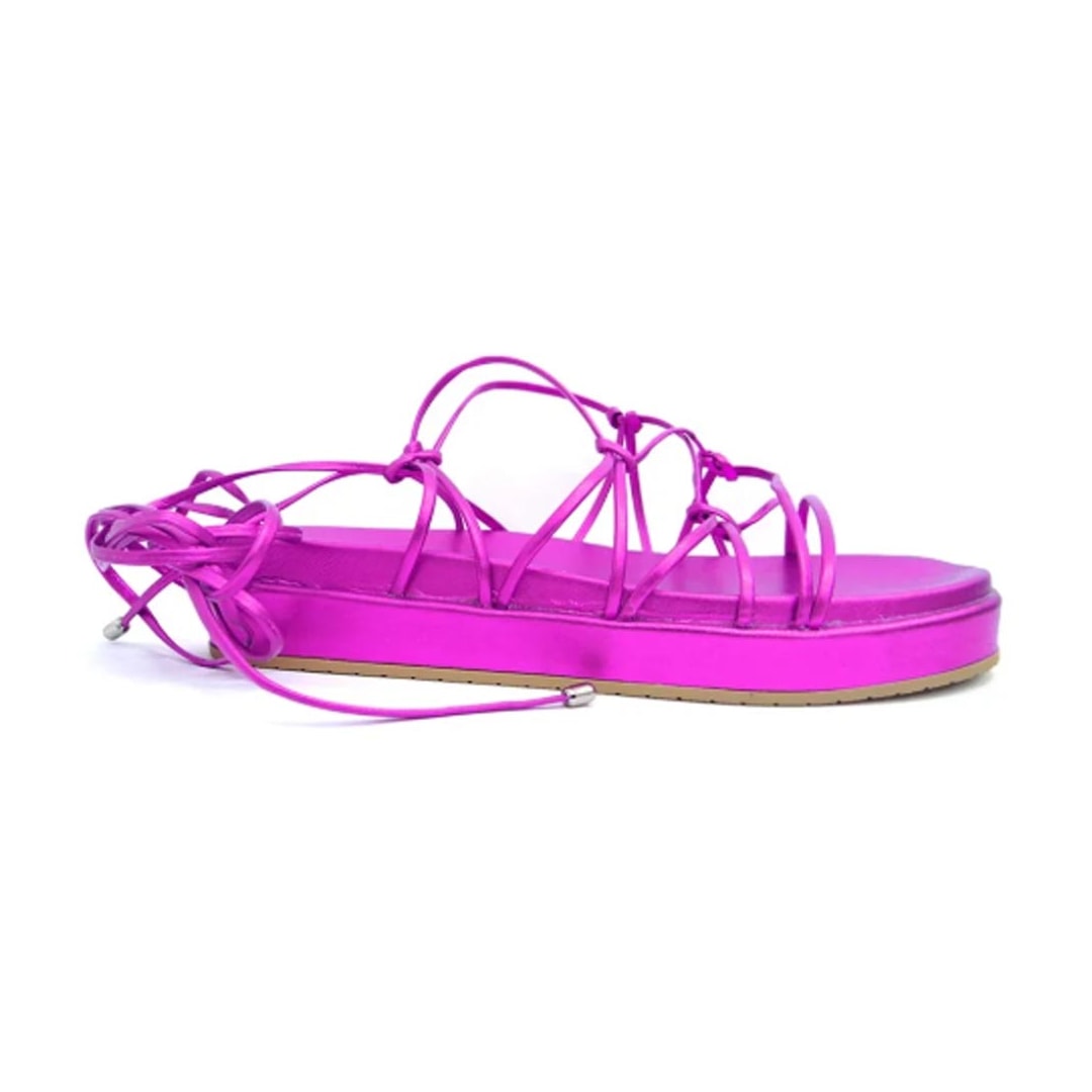 Sandália Via Marte Flatform Amarração 22-17801 Fucsia