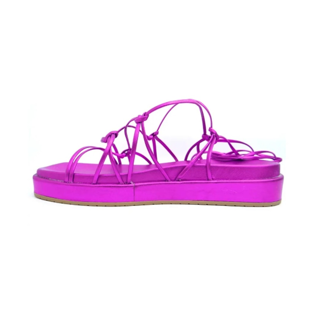 Sandália Via Marte Flatform Amarração 22-17801 Fucsia
