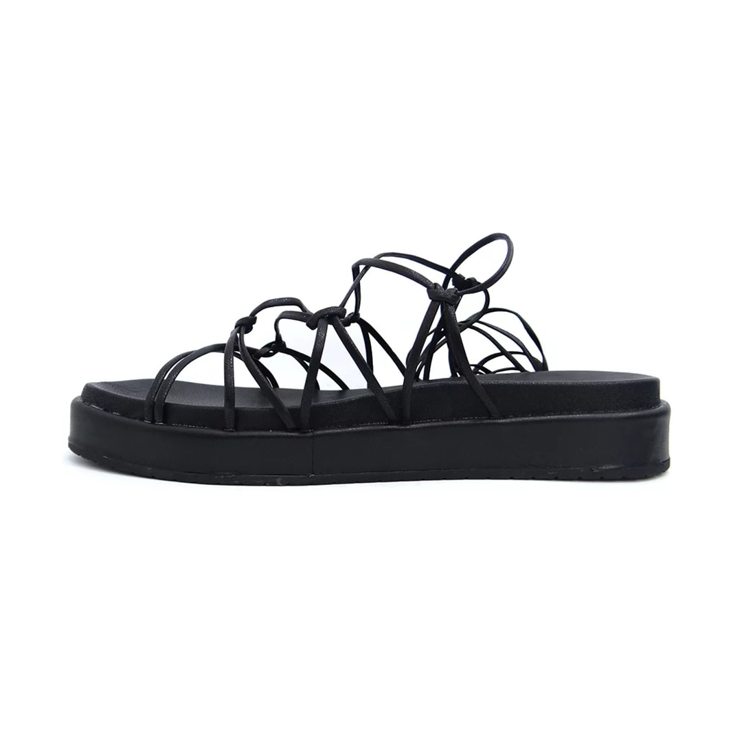 Sandália Via Marte Flatform Amarração 22-17801 Preto
