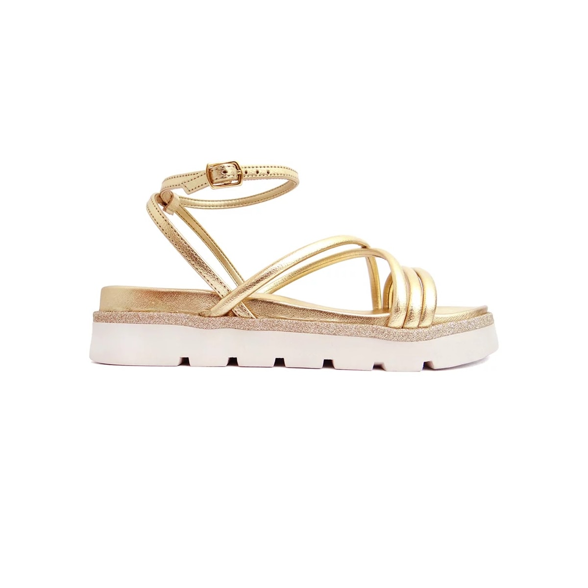 Sandália Via Marte Papete Amarração 23-16004 Gold Sandália Via Marte Papete Amarração 23-16004 Gold