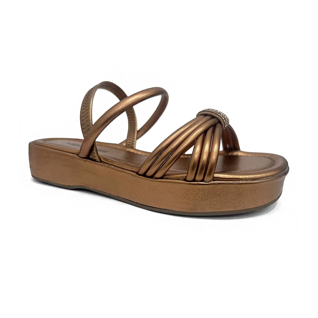 Sandália Via Marte Papete Flatform 103 182-008-01 Cobre
