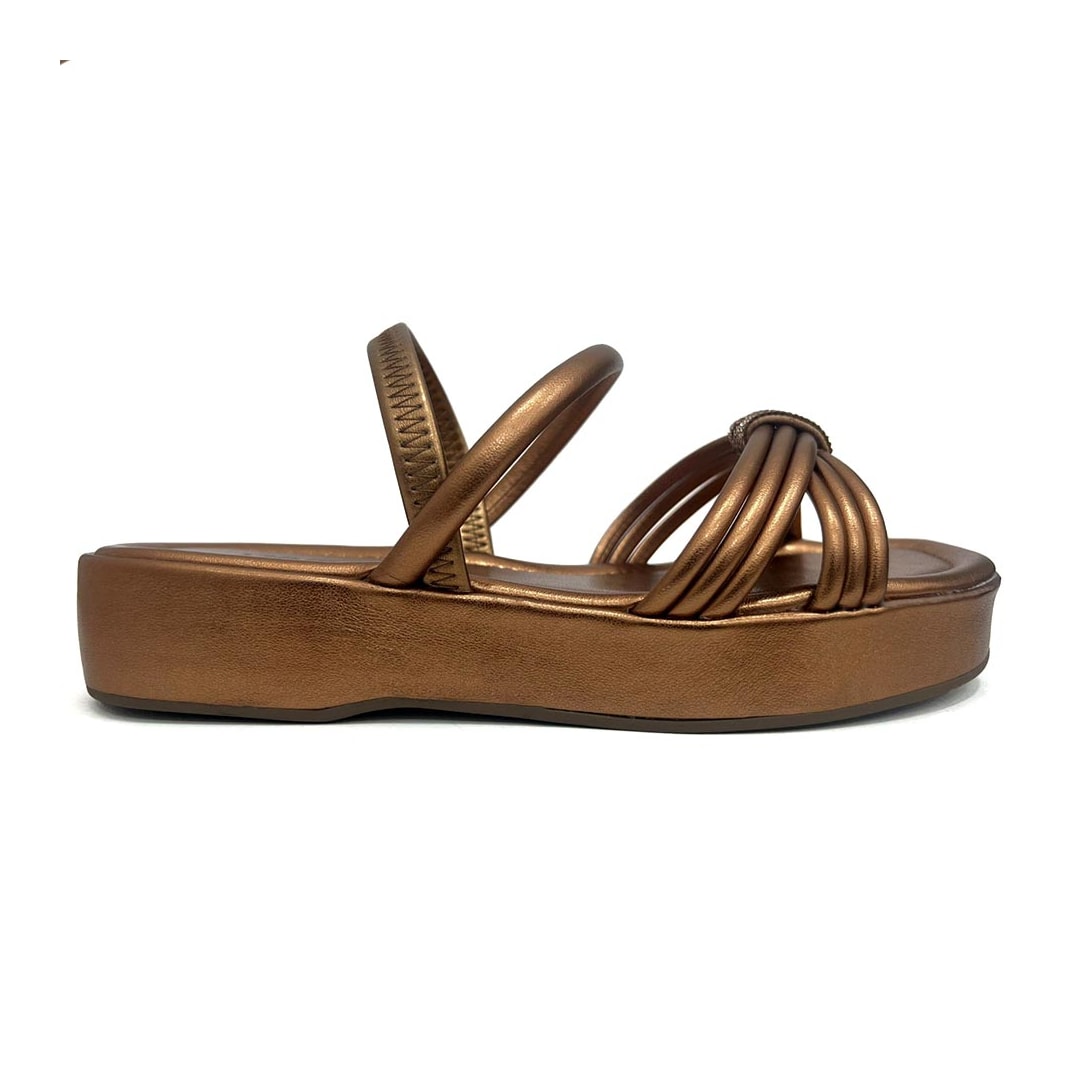 Sandália Via Marte Papete Flatform 103 182-008-01 Cobre