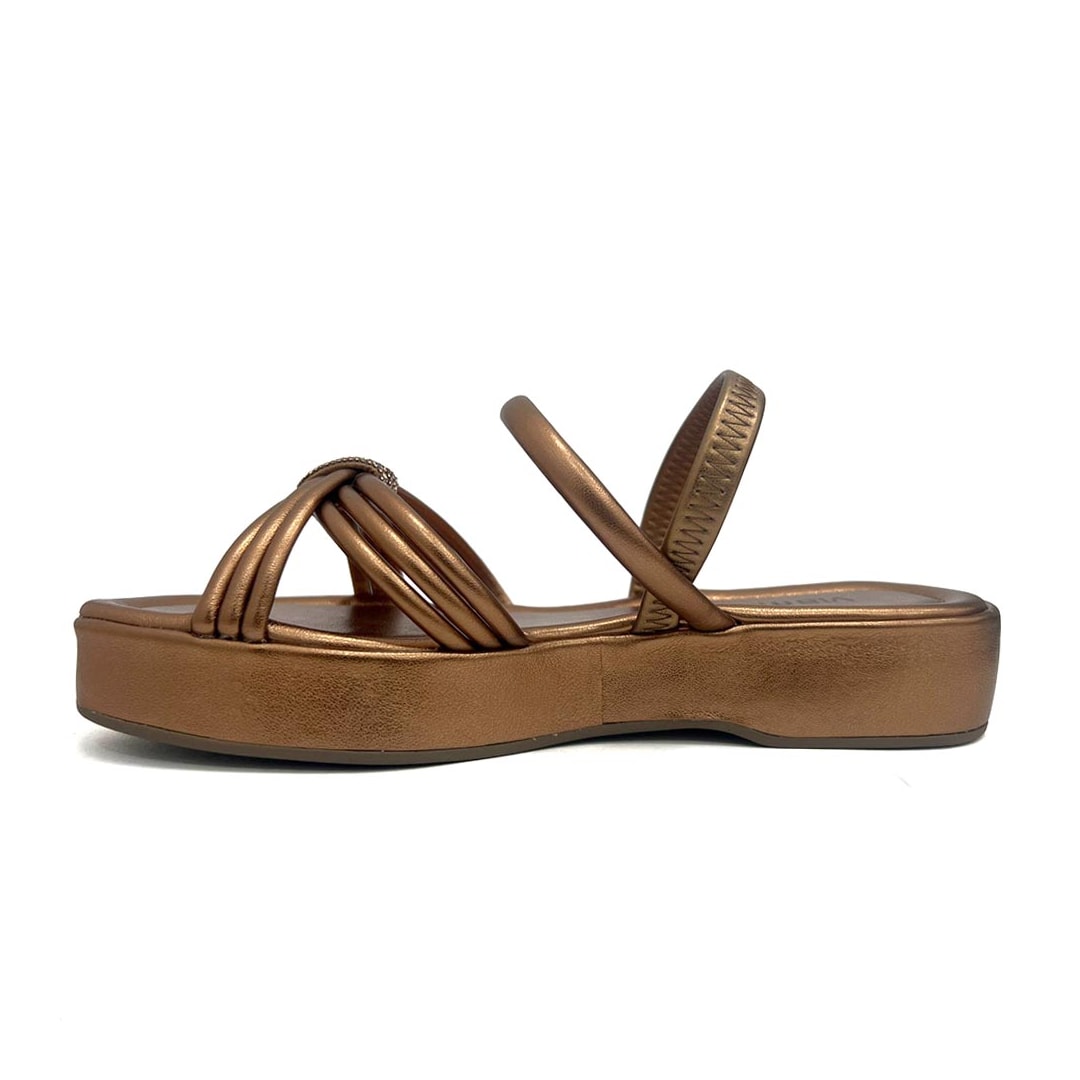 Sandália Via Marte Papete Flatform 103 182-008-01 Cobre