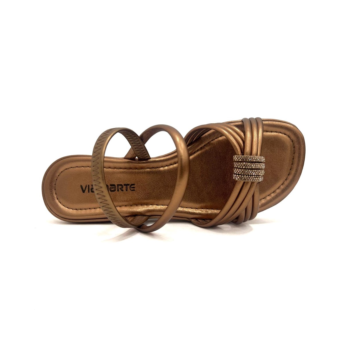 Sandália Via Marte Papete Flatform 103 182-008-01 Cobre