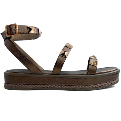 Detalhe - Sandália Via Marte Papete Flatform 118-001-01 Bronze