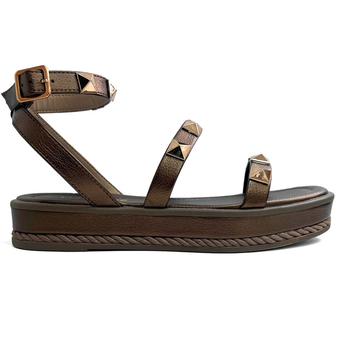 Sandália Via Marte Papete Flatform 118-001-01 Bronze