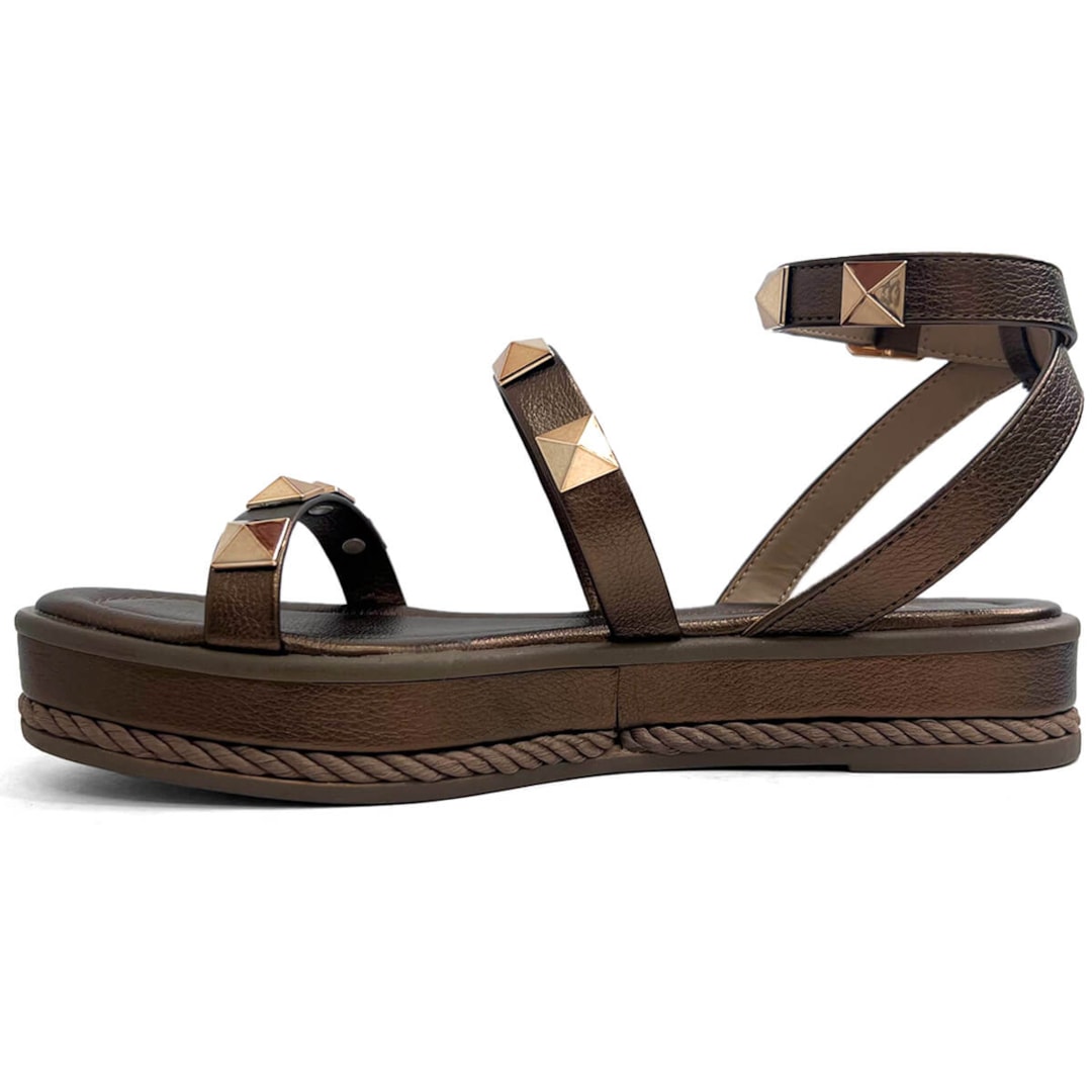 Sandália Via Marte Papete Flatform 118-001-01 Bronze