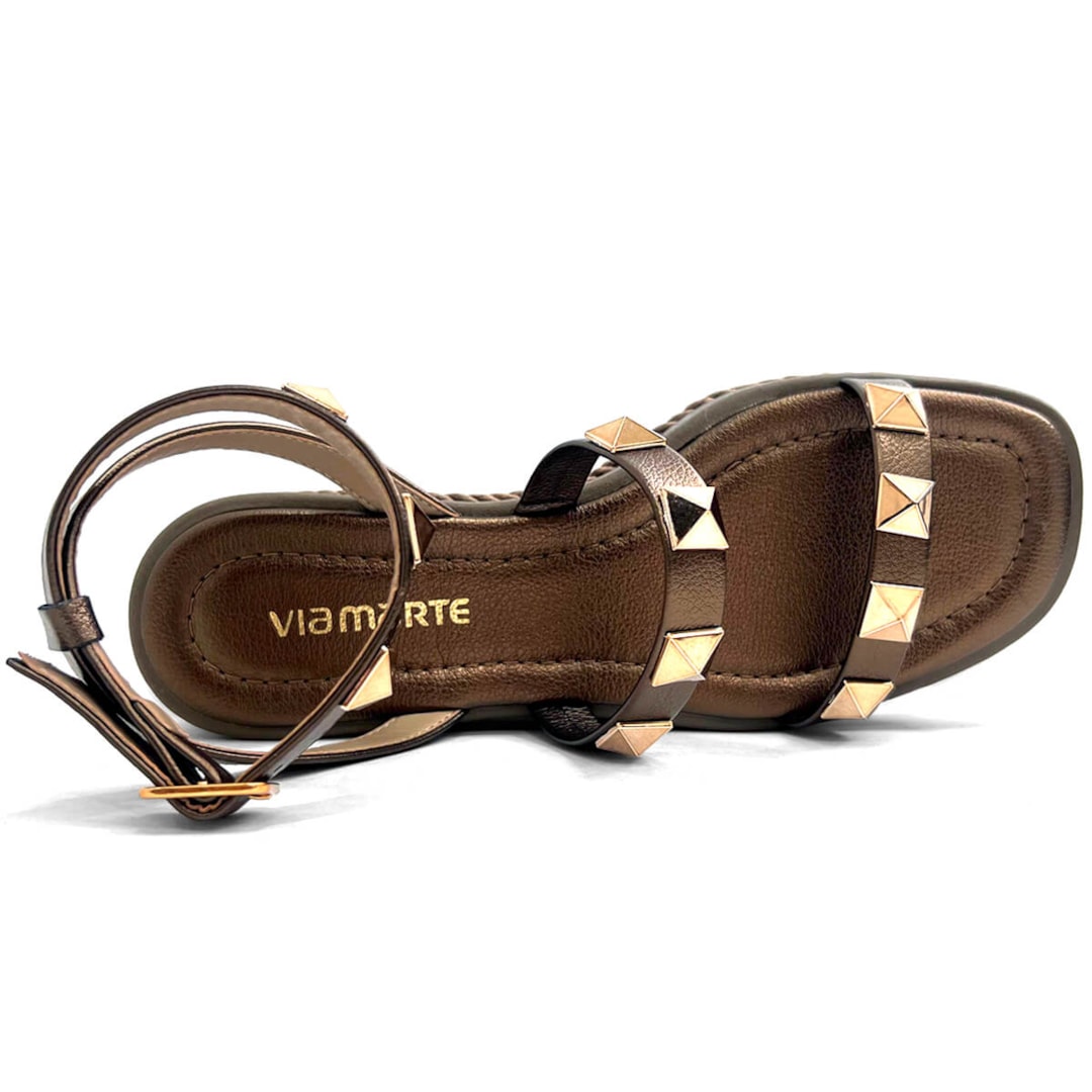 Sandália Via Marte Papete Flatform 118-001-01 Bronze