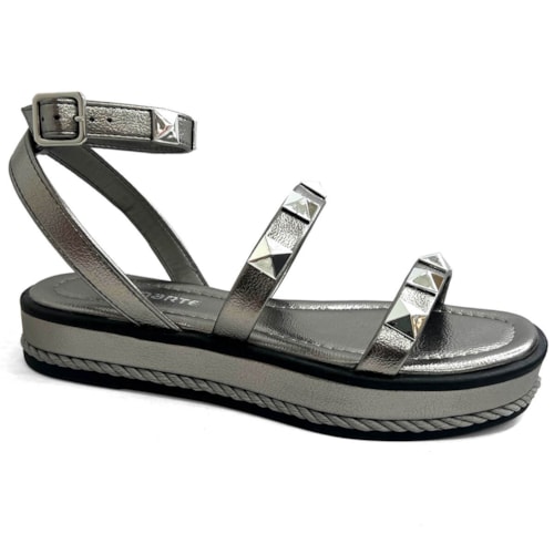 Sandália Via Marte Papete Flatform 118-001-01 Pewter