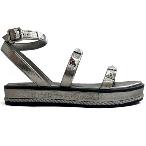 Detalhe - Sandália Via Marte Papete Flatform 118-001-01 Pewter