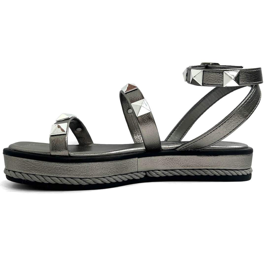 Sandália Via Marte Papete Flatform 118-001-01 Pewter