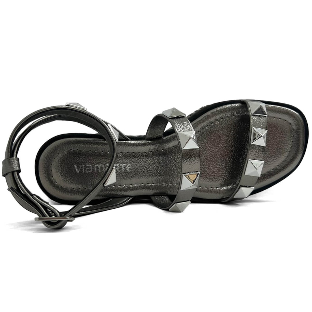 Sandália Via Marte Papete Flatform 118-001-01 Pewter