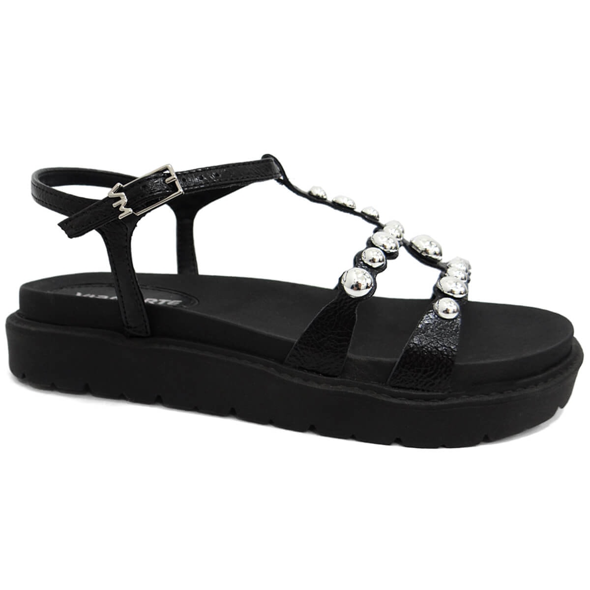 Sandália Via Marte Papete Flatform 176-010-01 Preto