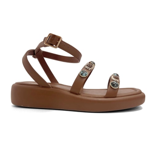 Detalhe - Sandália Via Marte Papete Flatform 267-001-01 Ganache