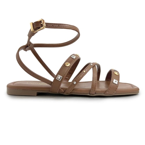 Detalhe - Sandália Via Marte Rasteira 151-008-01 Ganache