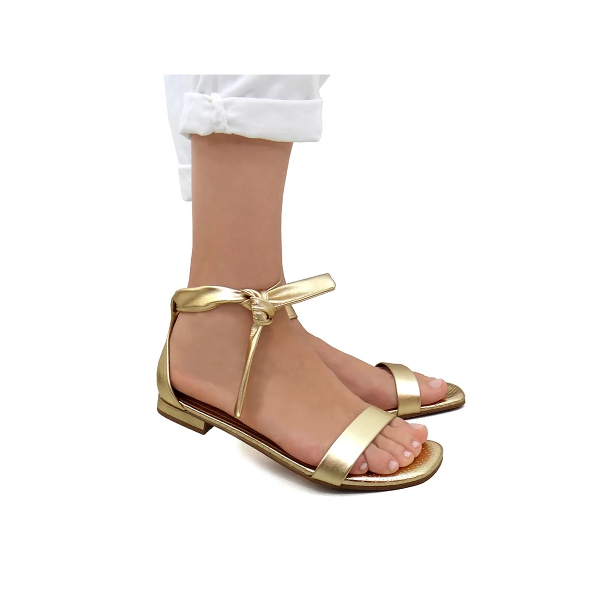 Sandália Via Marte Rasteira 23-20308 Gold/Gold Sandália Via Marte Rasteira 23-20308 Gold/Gold