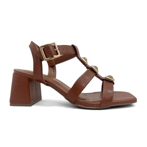 Detalhe - Sandália Via Marte Salto Baixo 171-034-01 Marrom