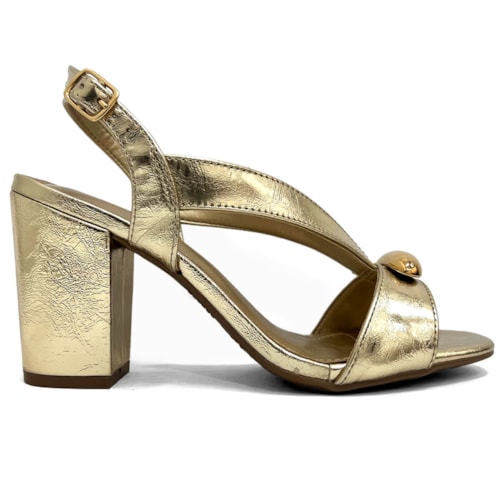 Detalhe - Sandália Via Marte Salto Bloco 164-001-01 Dourado