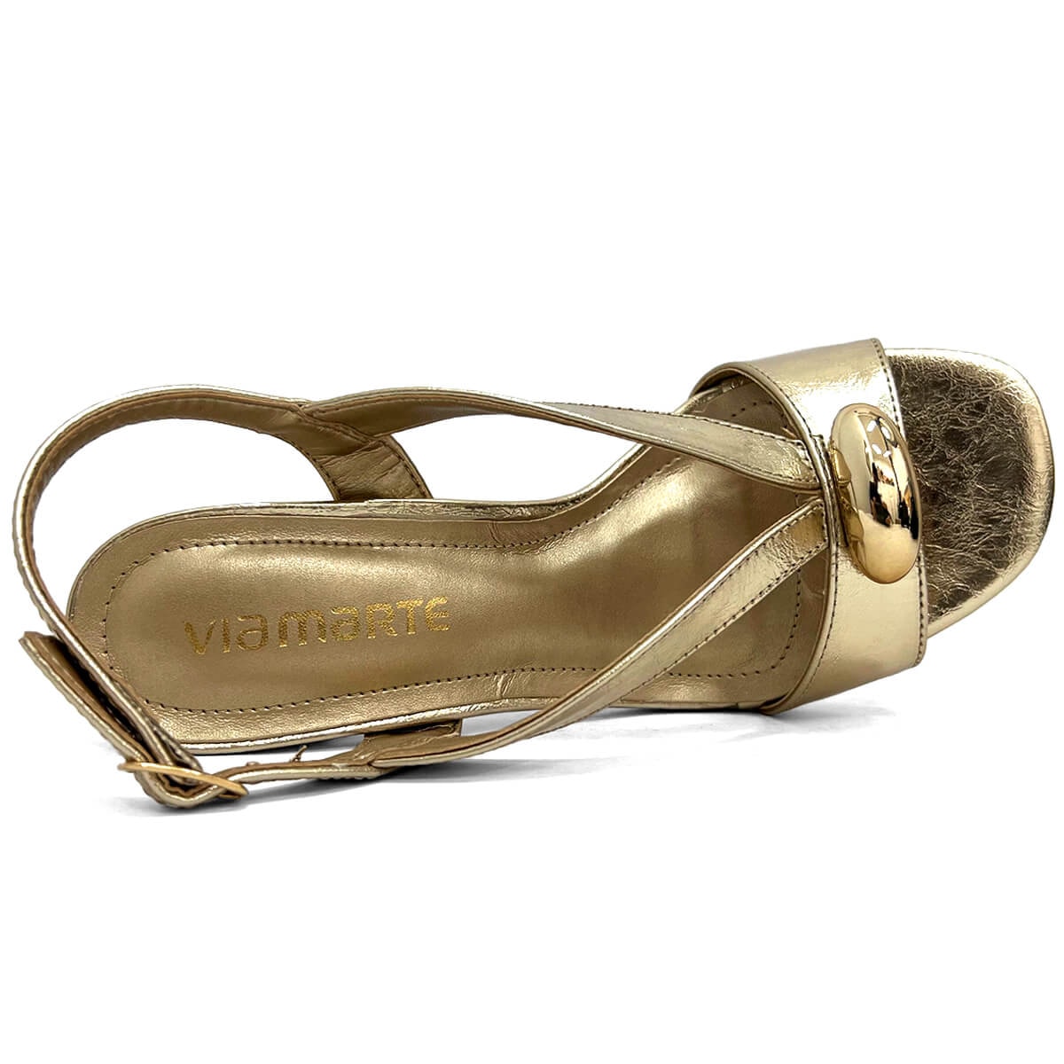 Sandália Via Marte Salto Bloco 164-001-01 Dourado Sandália Via Marte Salto Bloco 164-001-01 Dourado