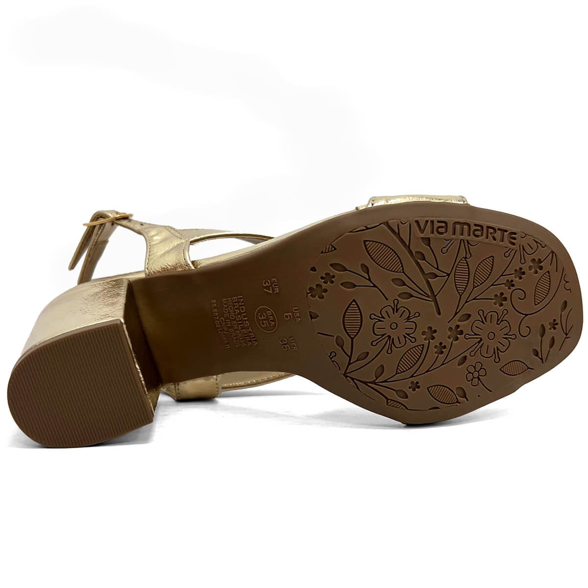 Sandália Via Marte Salto Bloco 164-001-01 Dourado Sandália Via Marte Salto Bloco 164-001-01 Dourado