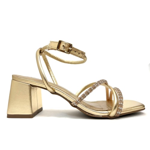 Detalhe - Sandália Via Marte Salto Bloco 171-003-01 Gold