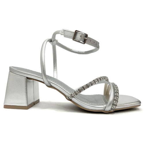 Detalhe - Sandália Via Marte Salto Bloco 171-003-01 Prata