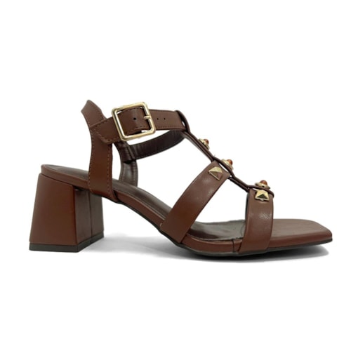 Detalhe - Sandália Via Marte Salto Bloco 171-035-01 Tiramisu