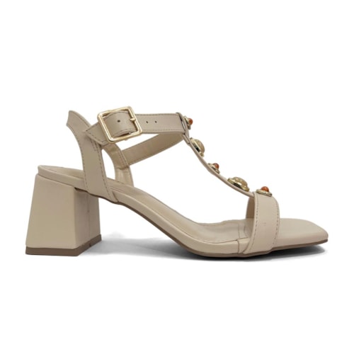 Detalhe - Sandália Via Marte Salto Bloco 171-036-01 Baunilha