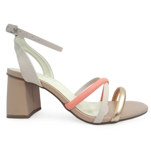 Detalhe - Sandália Via Marte  Salto Bloco 22-13306 Amarelo/Aveia