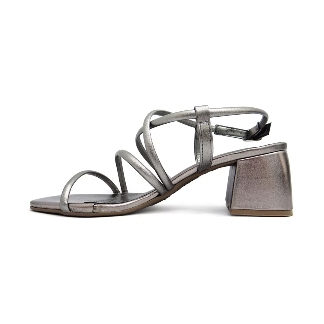 Sandália Via Marte Salto Bloco Medio 22-13806 Pewter