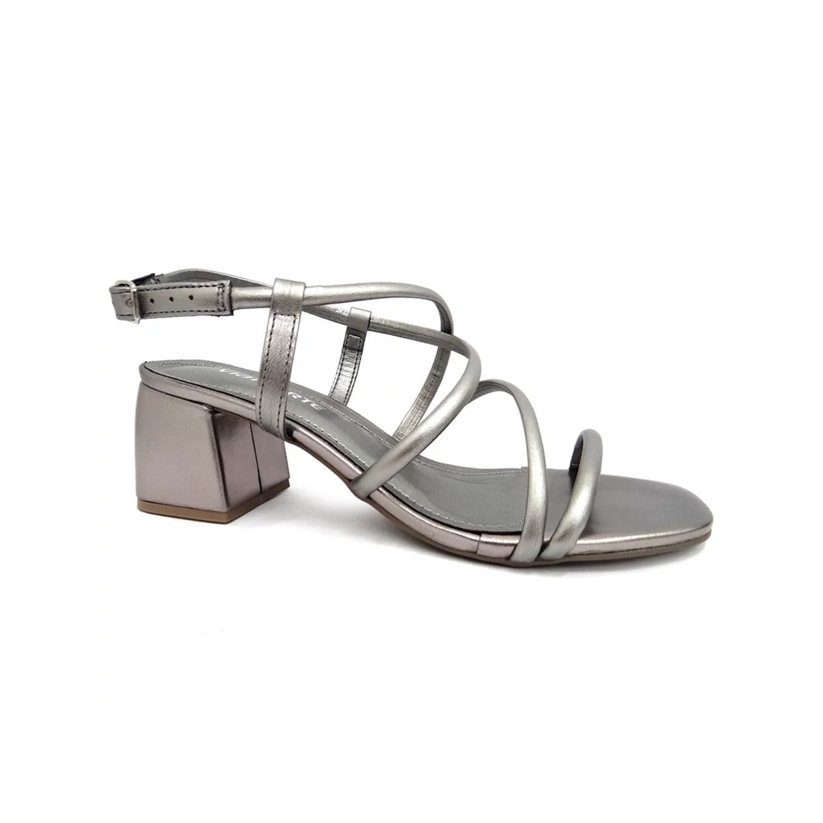 Sandália Via Marte Salto Bloco Medio 22-13806 Pewter Sandália Via Marte Salto Bloco Medio 22-13806 Pewter