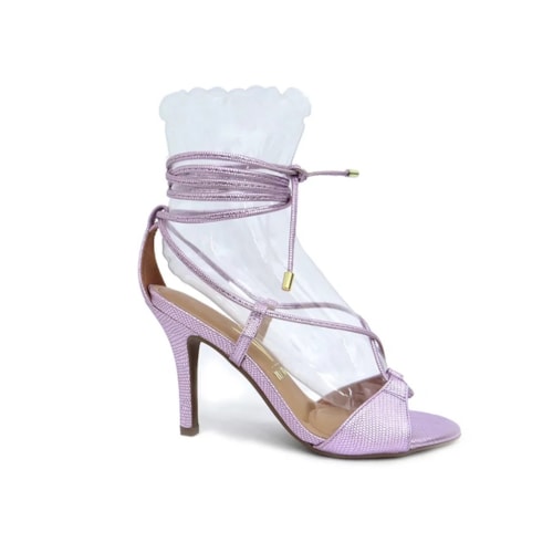 Detalhe - Sandália Vizzano Com Amarração 6249.781 Rosa Metalizado